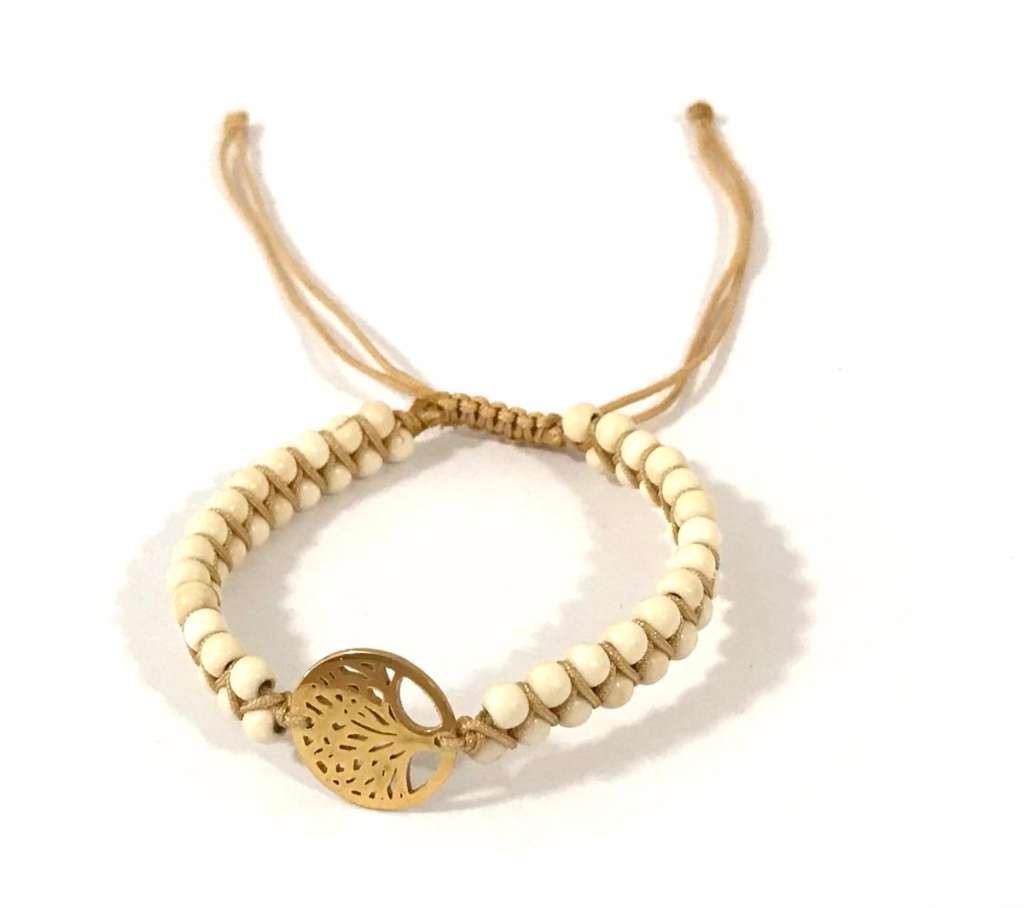 Armband aus natürlichen Jaspis Perlen - Baum des Lebens -